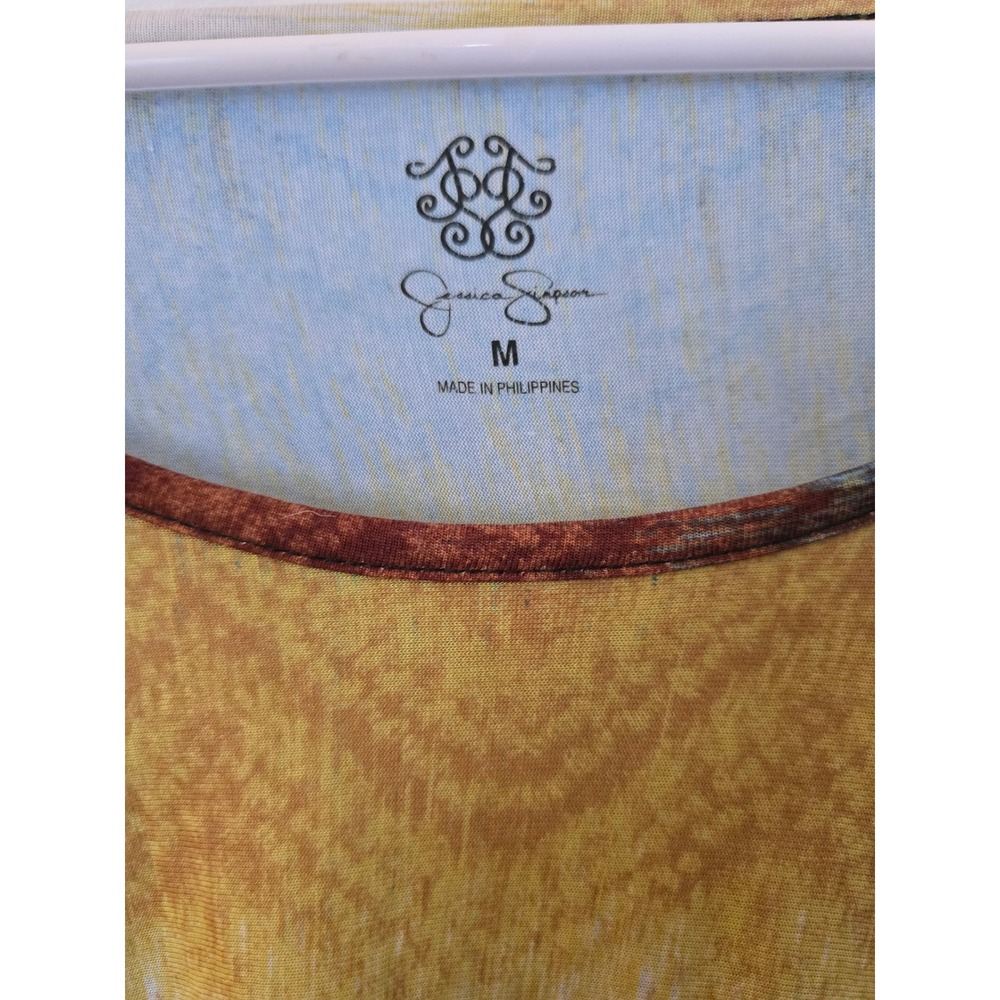 Jessica Simpson Womens Multi Color Ombre Sharkbite Hem Poncho sleeve Top Size M - Picture 4 of 6
